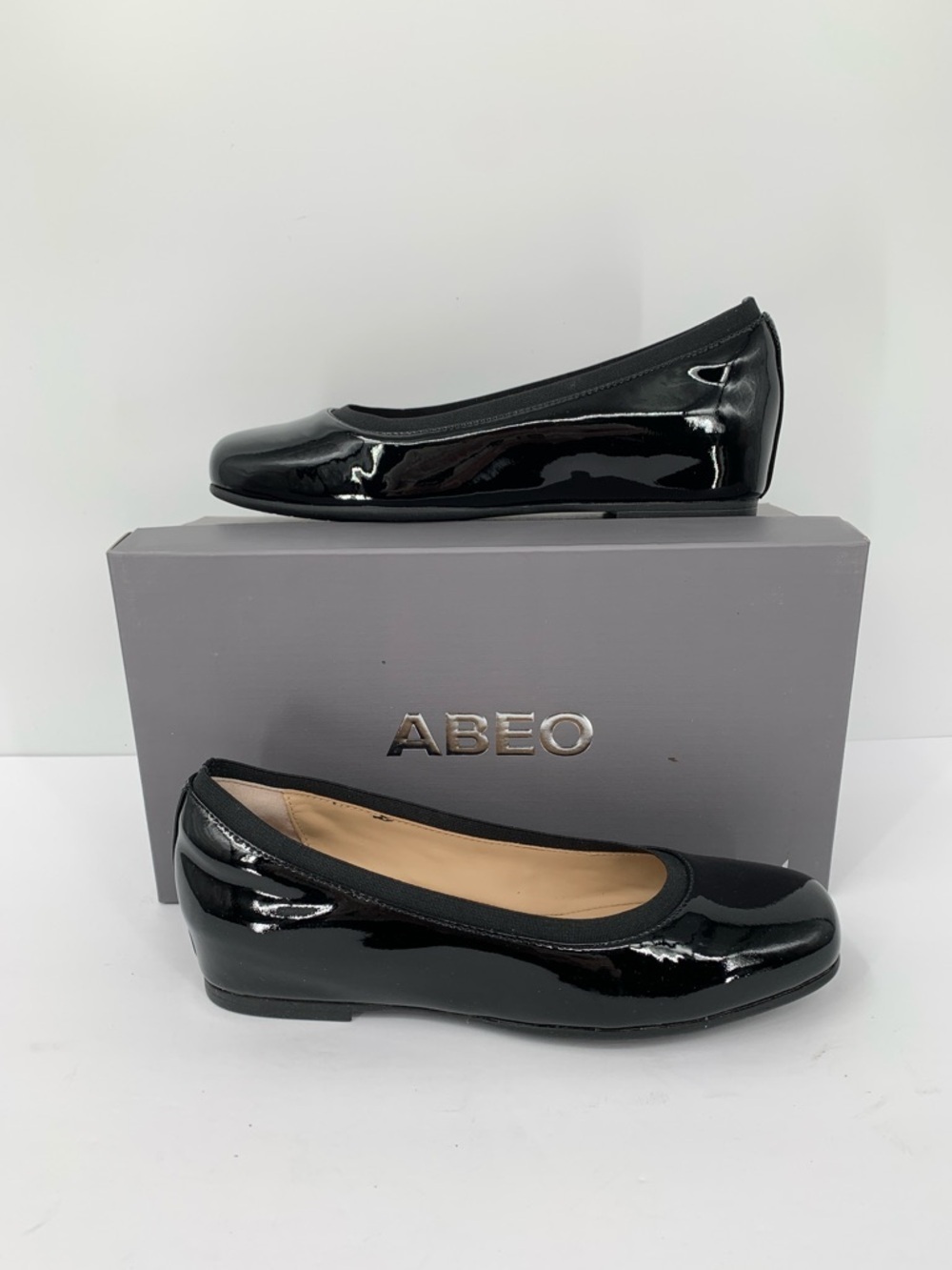 ABEO Cadence ballet flat black patent leather comfort footbed shoe women new 7.5